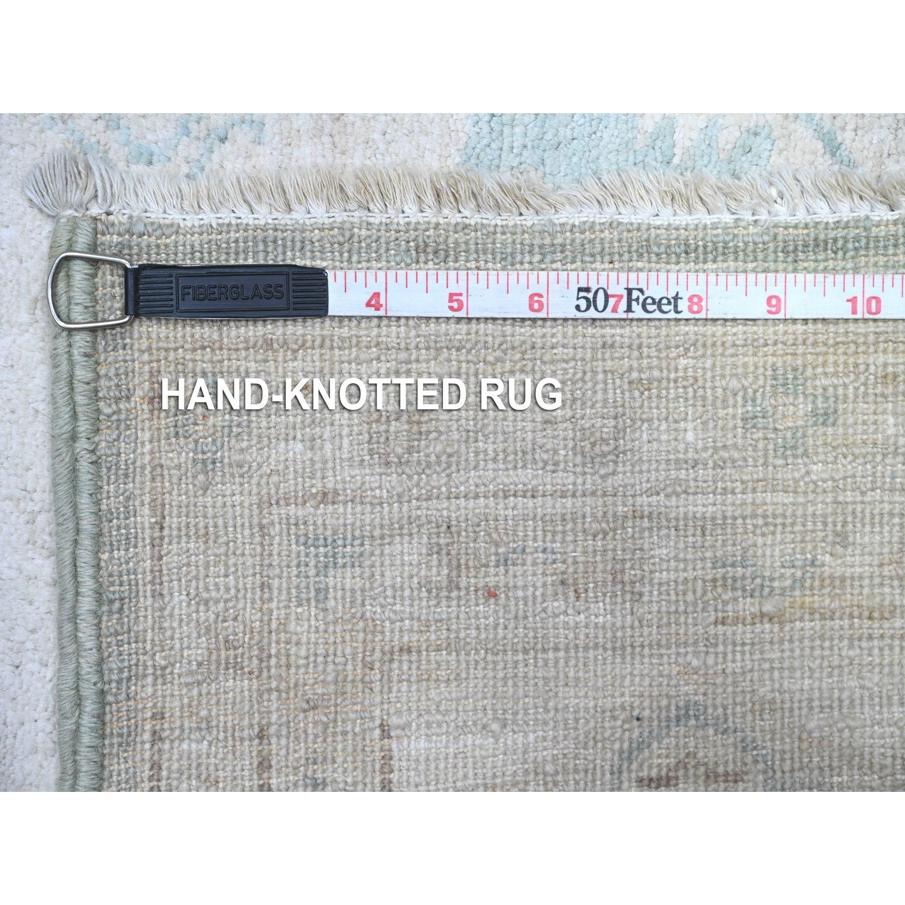 Misty Blue Hand Knotted Fine Aryana Peshawar Pure Wool Oriental Rug 8'0
