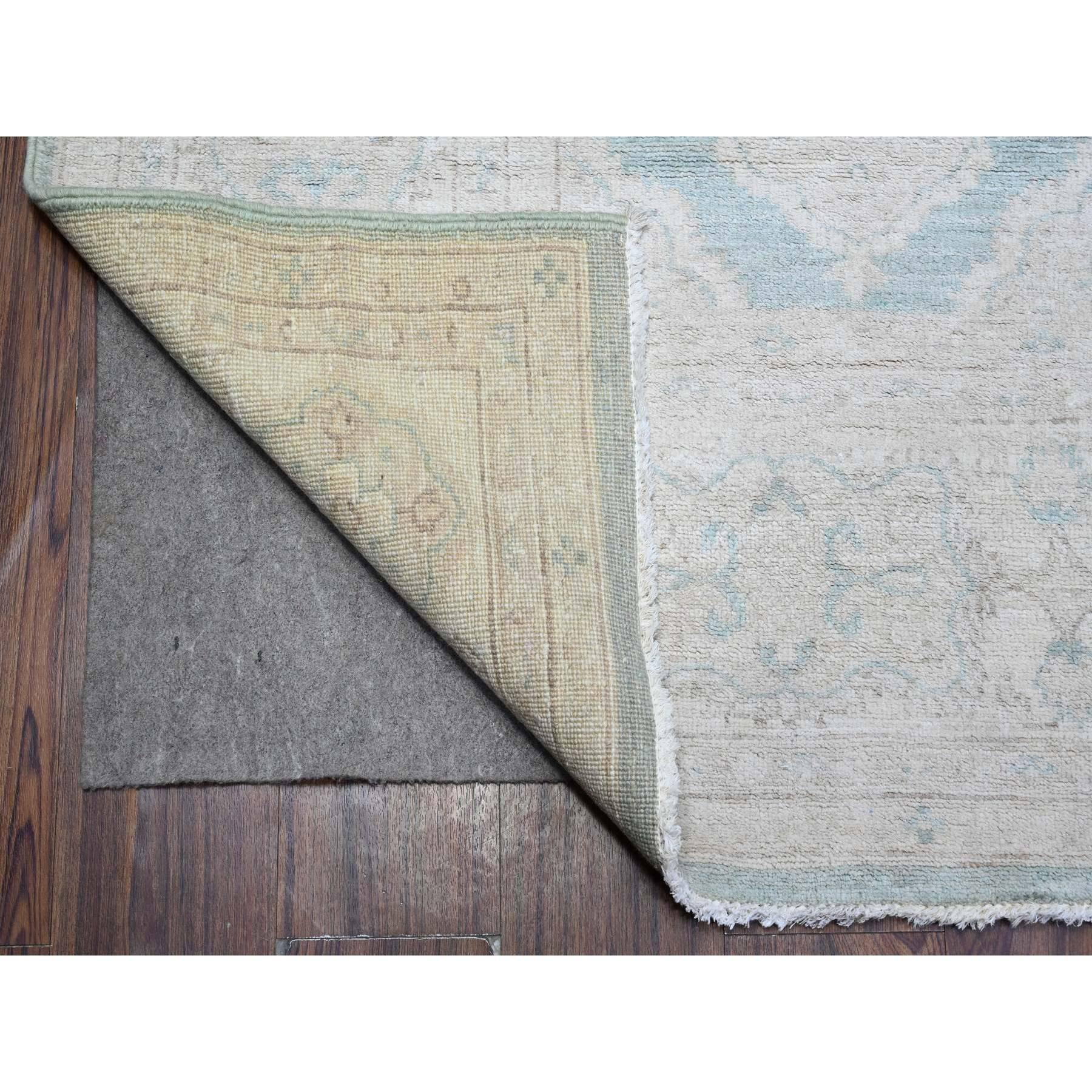 Hand-Knotted Misty Blue Hand Knotted Fine Aryana Peshawar Pure Wool Oriental Rug 8'0