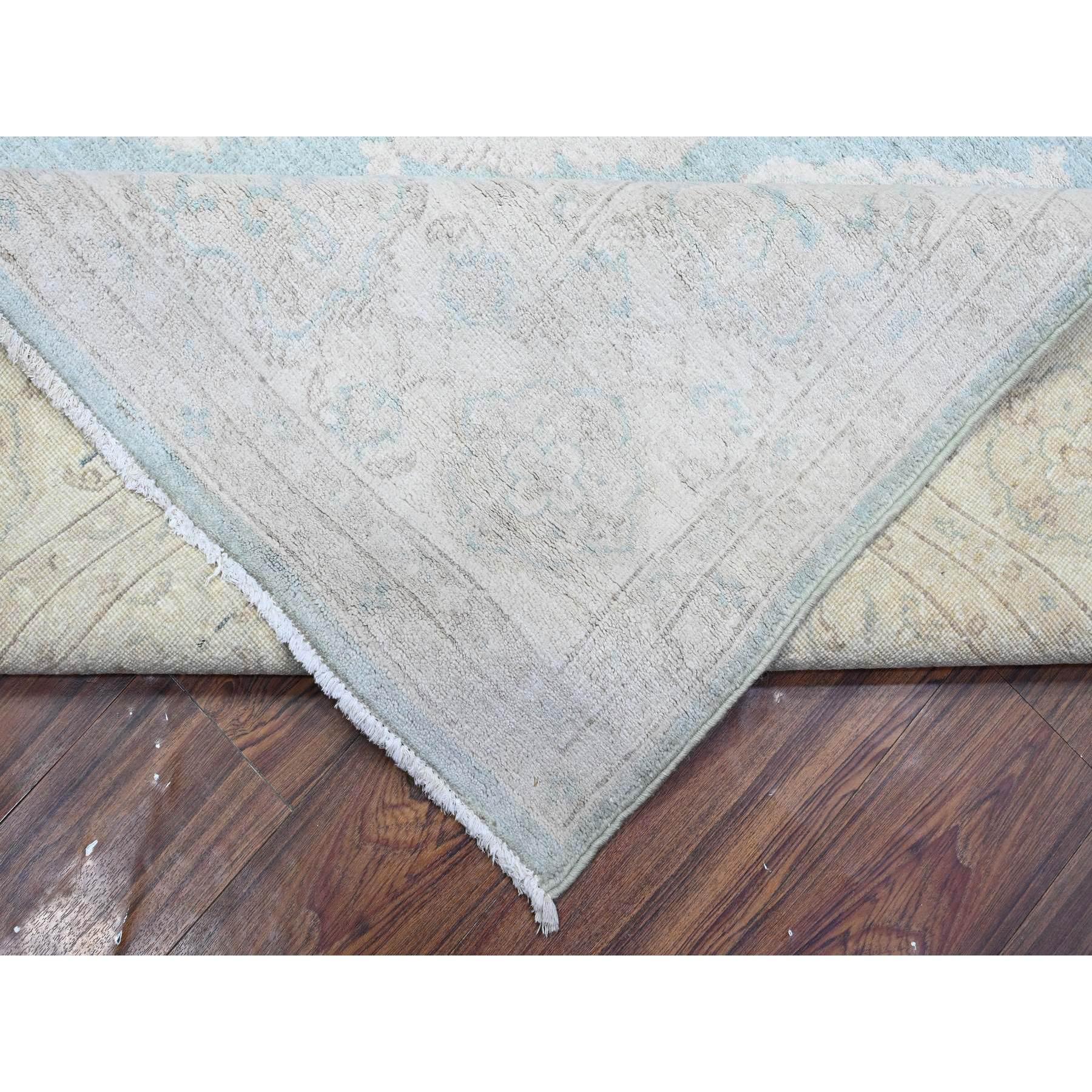 Contemporary Misty Blue Hand Knotted Fine Aryana Peshawar Pure Wool Oriental Rug 8'0