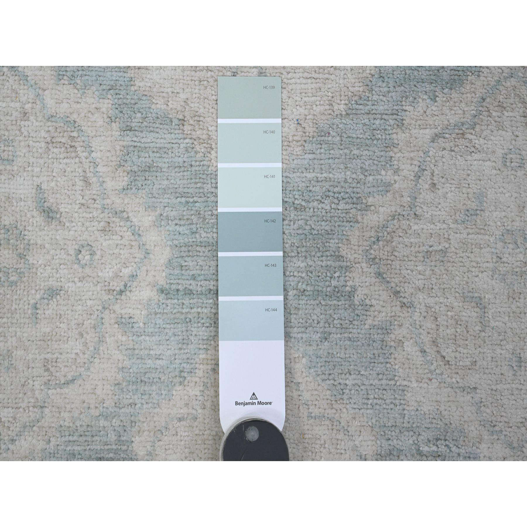 Misty Blue Hand Knotted Fine Aryana Peshawar Pure Wool Oriental Rug 8'0