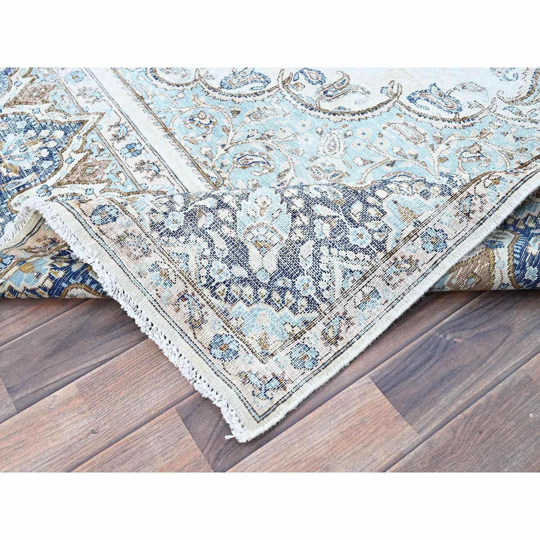 Azul Niebla Vintage Persa Kerman Esquilada Fina Alfombra de Lana Anudada a Mano mediados del siglo XX en venta