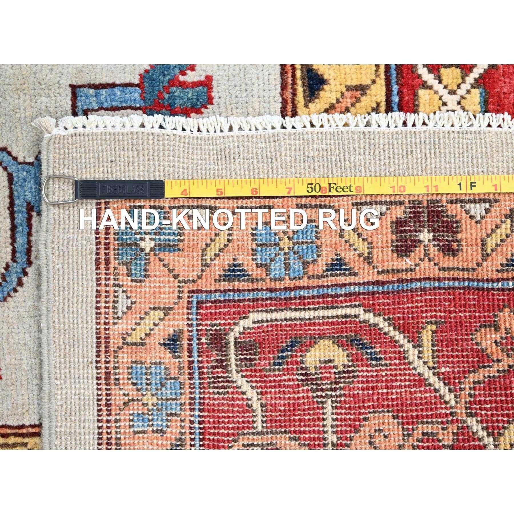 Tapis oriental afghan Serapi Heriz, noué à la main, gris misty 10'3