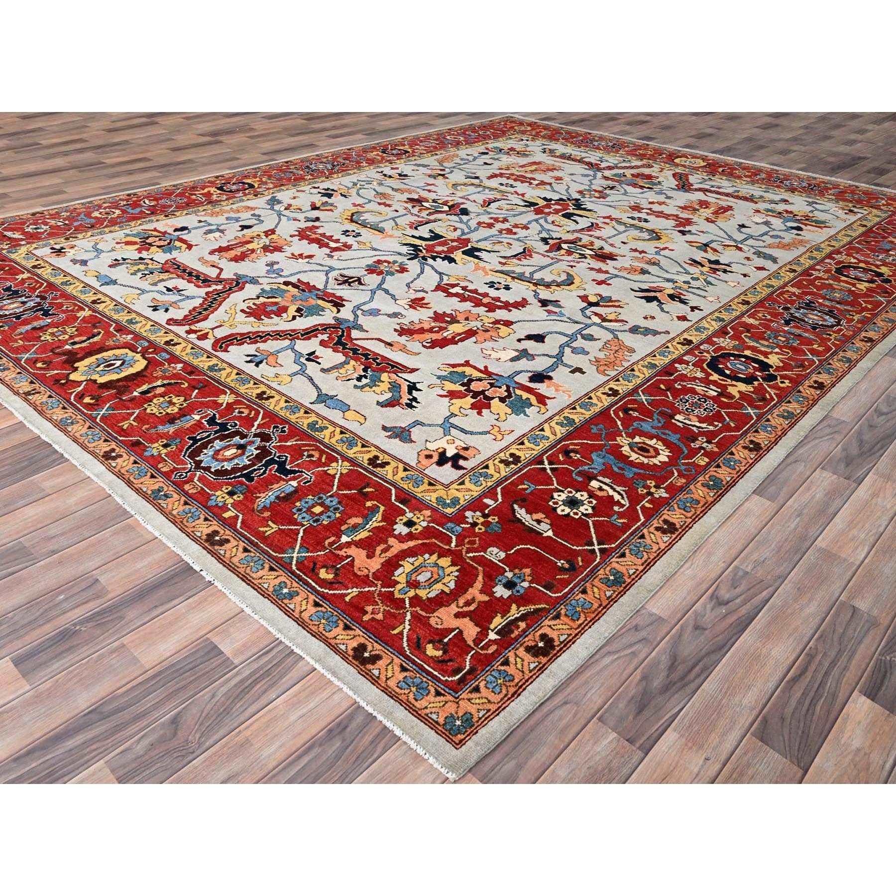 Heriz Serapi Tapis oriental afghan Serapi Heriz, noué à la main, gris misty 10'3