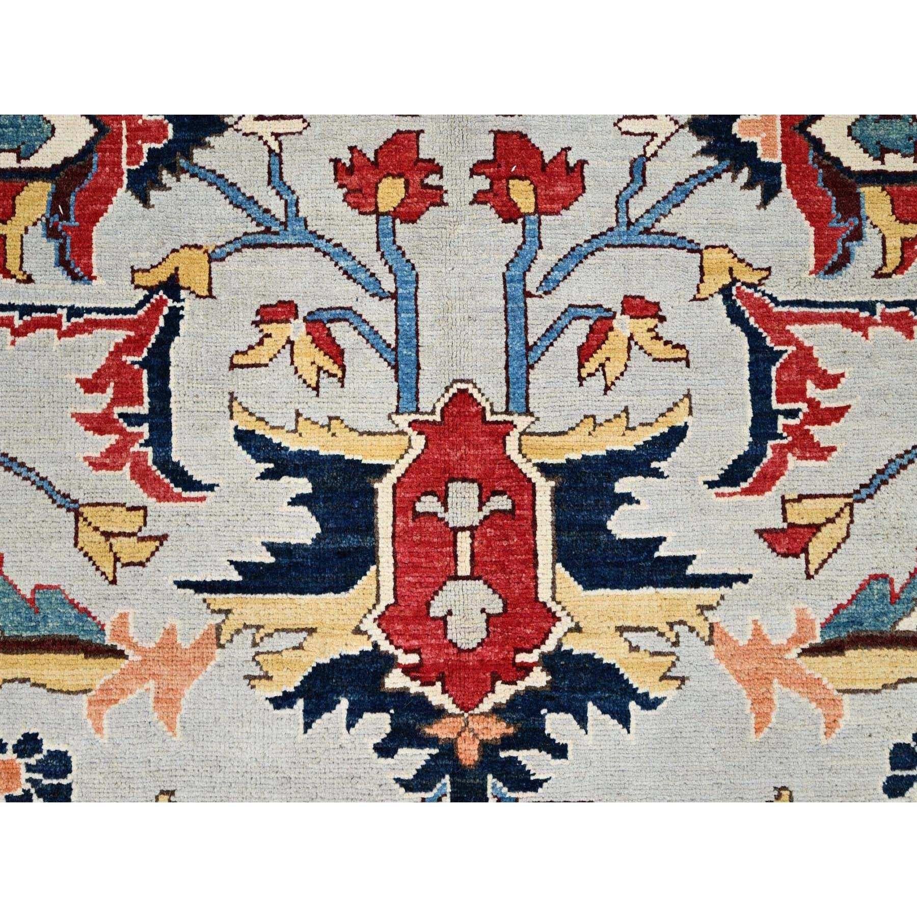 Laine Tapis oriental afghan Serapi Heriz, noué à la main, gris misty 10'3