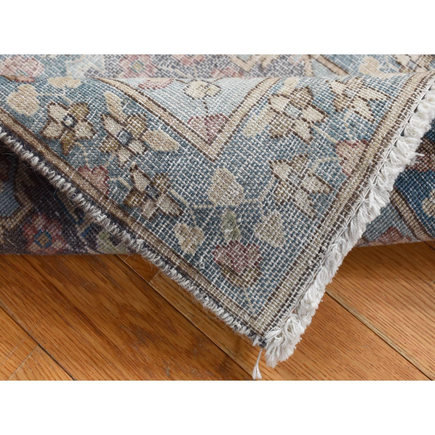 Medieval Misty Gray, Pure Wool, Vintage Persian Kerman, Hand Knotted, Mat Oriental Rug For Sale