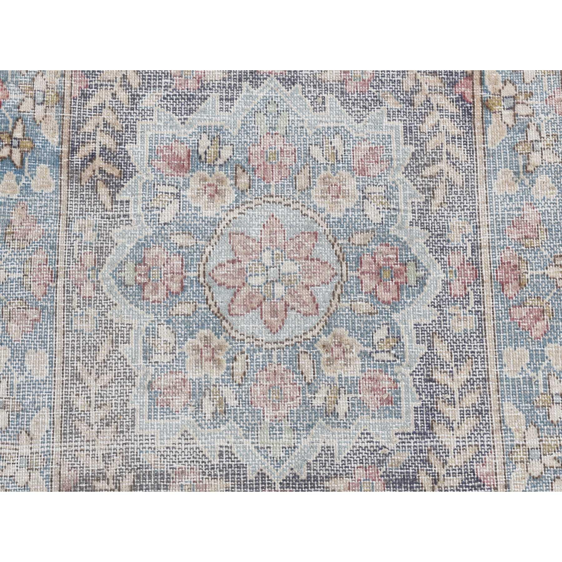 Mid-20th Century Misty Gray, Pure Wool, Vintage Persian Kerman, Hand Knotted, Mat Oriental Rug For Sale