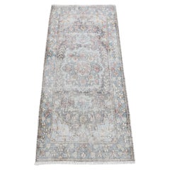 Misty Gray, reine Wolle, Vintage Persischer Kerman, handgeknüpfter, Mat Orientalischer Teppich, Vintage