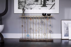 Contemporary Handcrafted Console/Fire Screen by BelBar Studio Brass Glass Marble