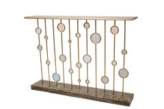 Contemporary Handcrafted Console/Fire Screen by BelBar Studio Brass Glass Marble