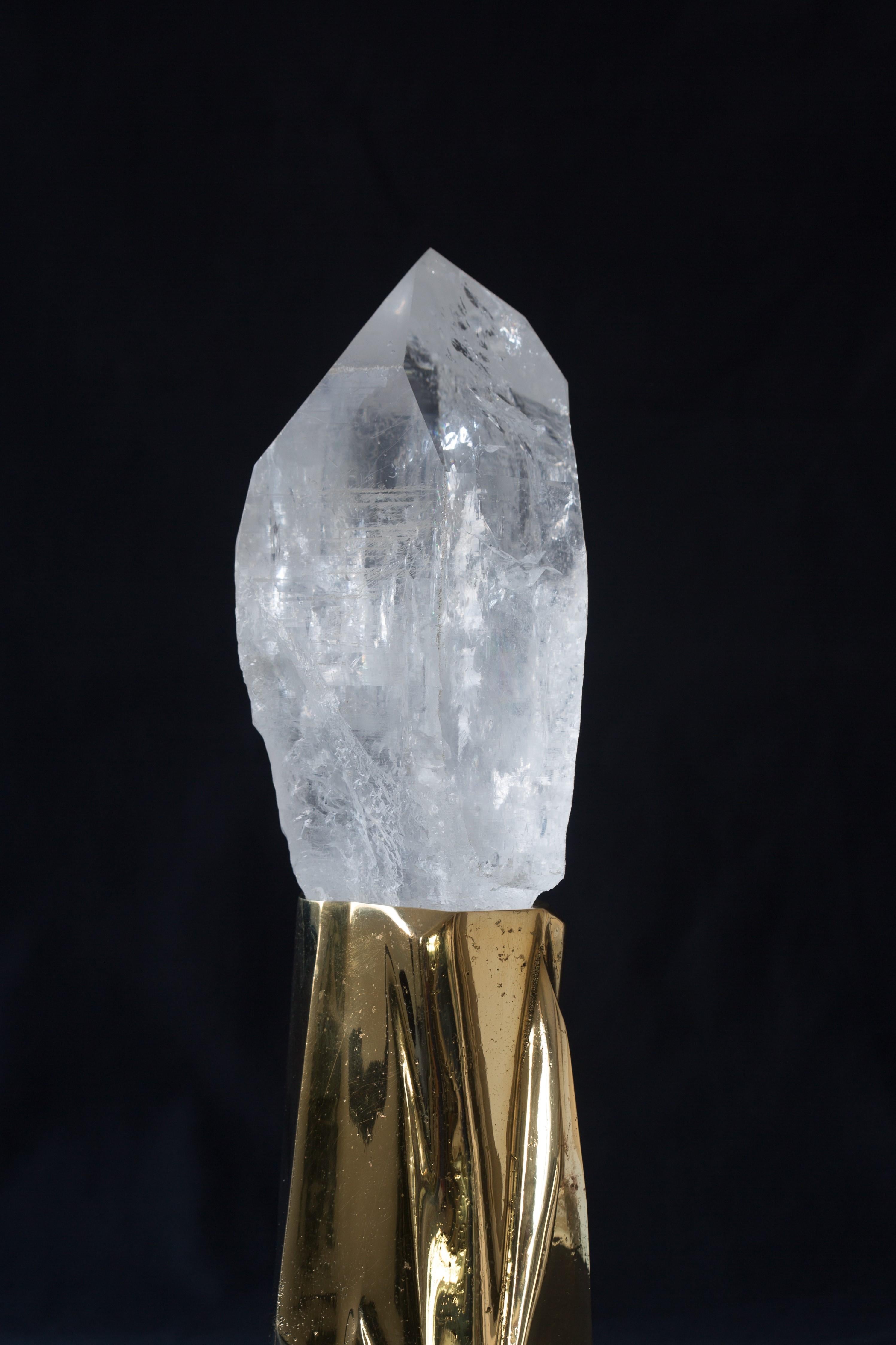 Brazilian Misty Natural Quartz Table Lamp by Demian Quincke For Sale