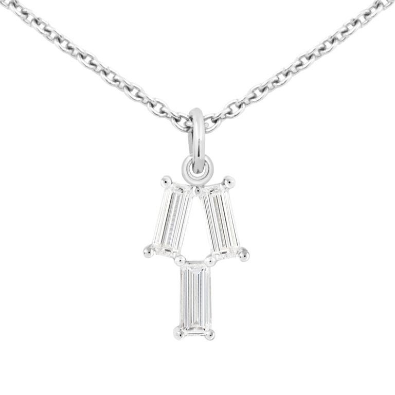 Created by Marc Monzó, Misui's Creative Director, this pendant necklace graphically expresses rays of light, represented by diamonds with a stylised baguette cut. 

Rendered in platinum and G+ VS+ white diamonds totalling 0.24 carats. 

The