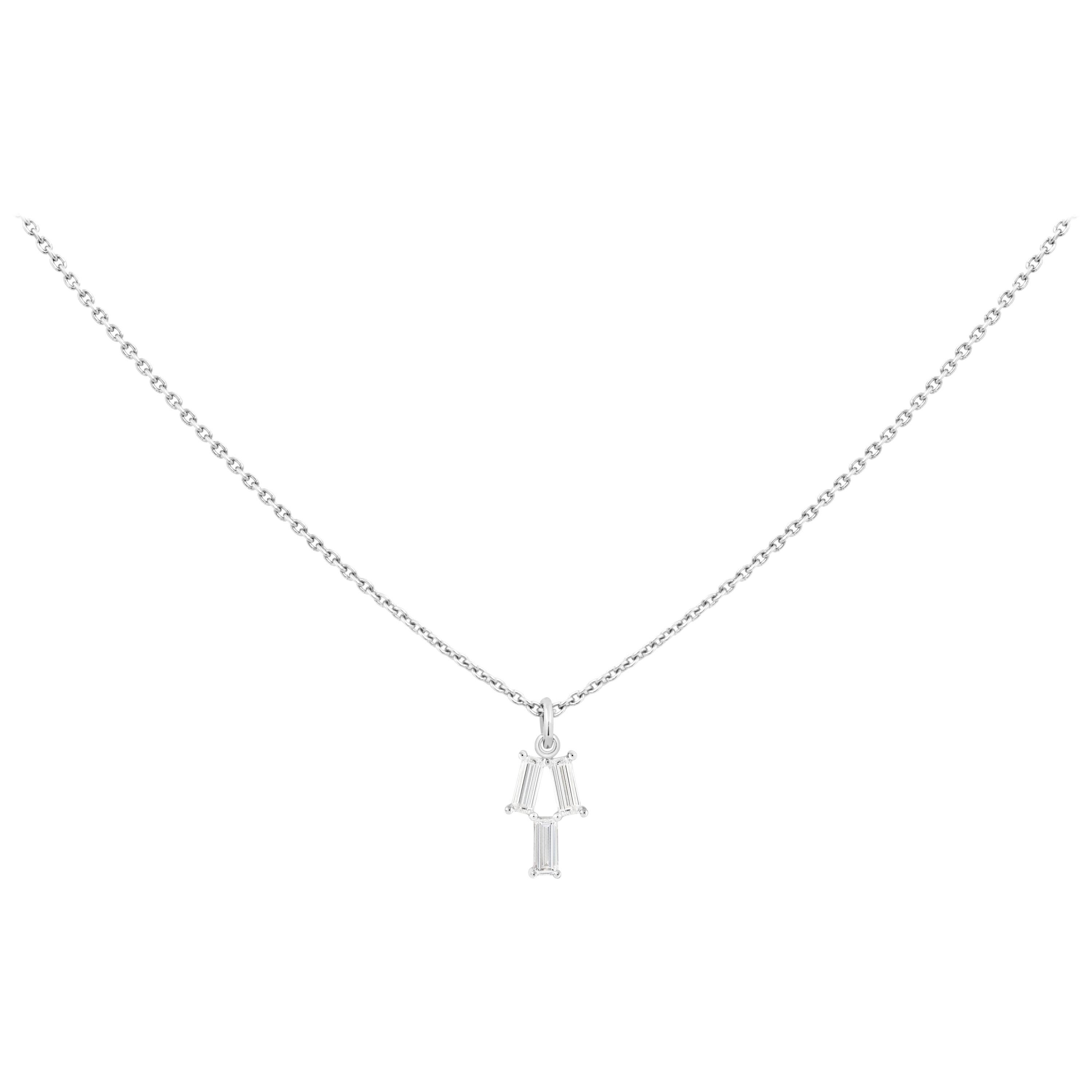 Misui  0.24 Carat Baguette White Diamonds Platinum Pendant Necklace For Sale