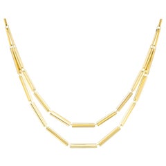 Misui 18 Karat Gold Double Strand Necklace with Rectangular Elements