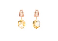 Misui 18 Karat Gold Earrings with 5 carat Sunstones and 10 carat Citrines