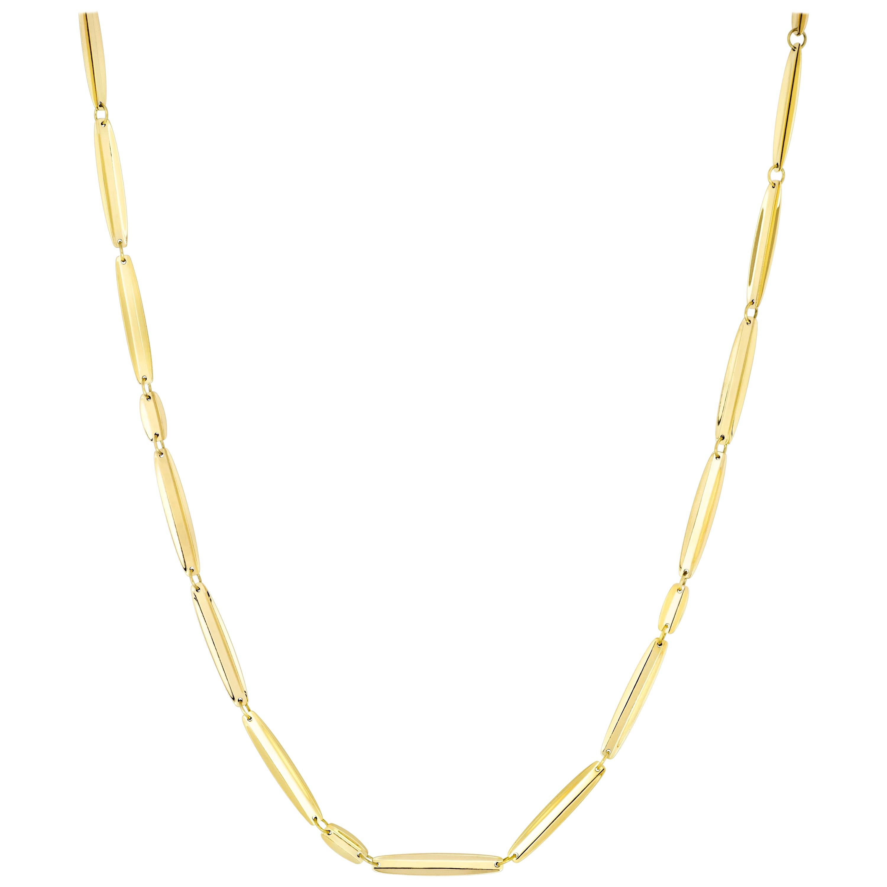 Misui 18 Karat Gold Long Necklace with Oval Elements For Sale