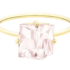 Misui 18 Karat Yellow Gold 2 Carat Pink Morganite Gemstone Cocktail Ring