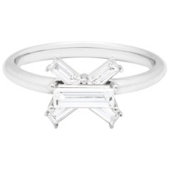 Misui Platinum Ring With 0.50 Carat Baguette White Diamonds 