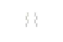 Misui Platinum Stud Earrings With 0.70 Carat White Diamond Baguettes