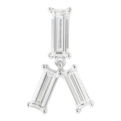 Misui Platinum Stud Earrings with 1 Carat White Diamond Baguettes