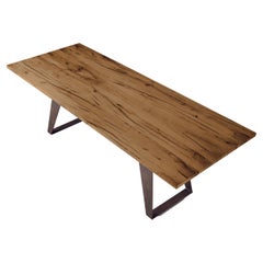 Mesa de Madera Maciza Misura, Roble Antiguo con Acabado Natural Hecho a Mano, Contemporánea