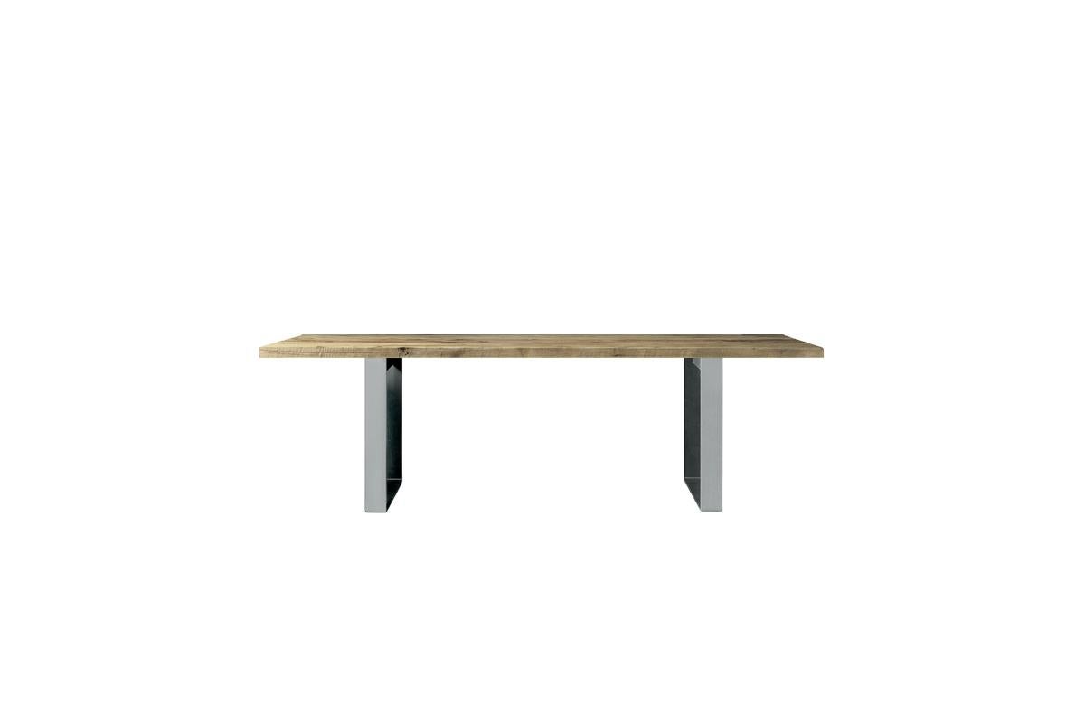 Italian Misura Solid Wood Table, Ontano in Hand-Made Natural Finish, Contemporary For Sale