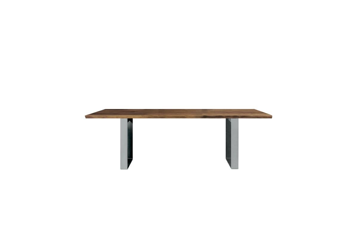 Modern Misura Solid Wood Table, Walnut in Hand-Made Natural Finish, Contemporary For Sale
