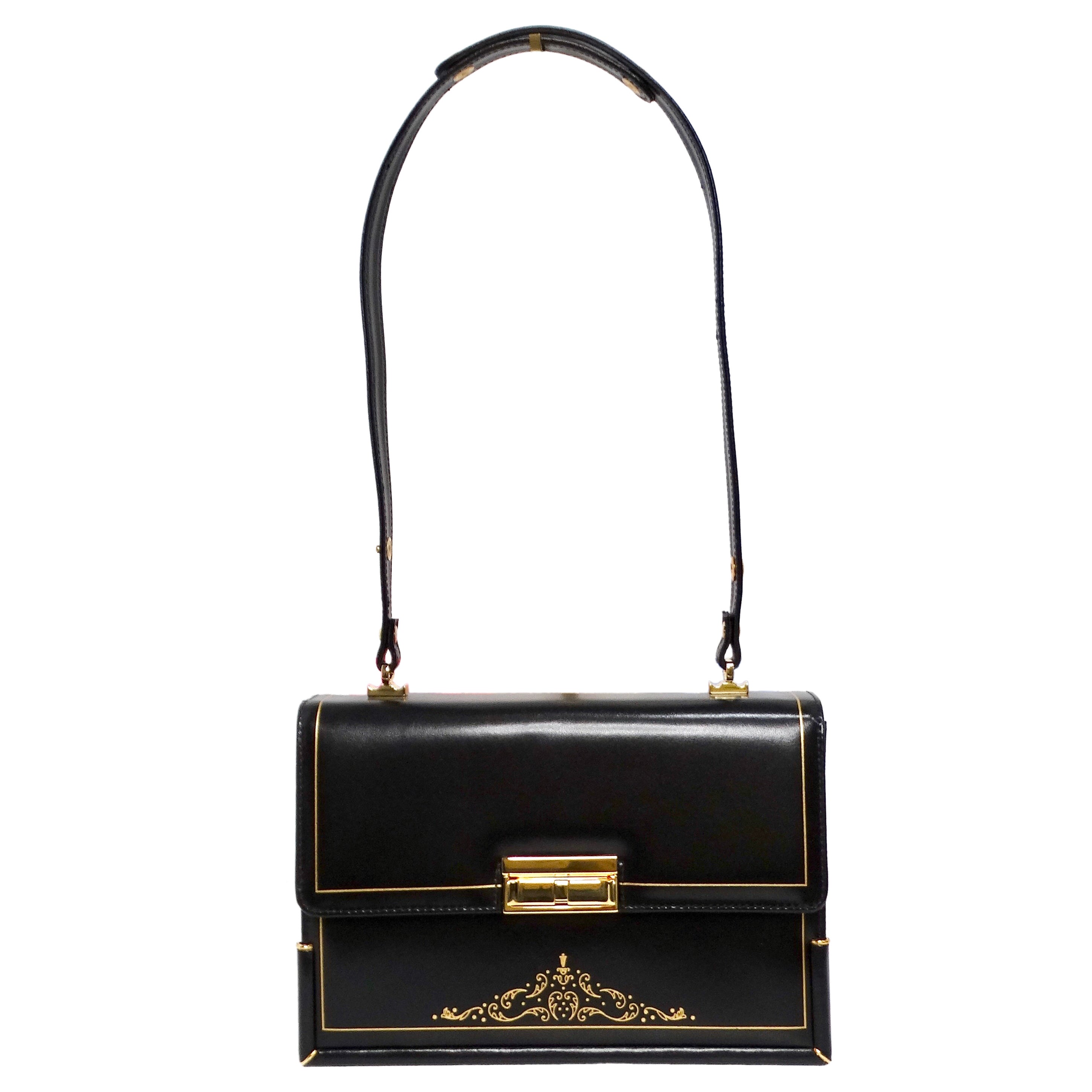 Misuri Custom Italian Black Leather Shoulder Bag
