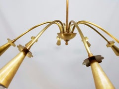 Midcentury Sculptural Chandelier Stilnovo 8 Arms Brass Gol