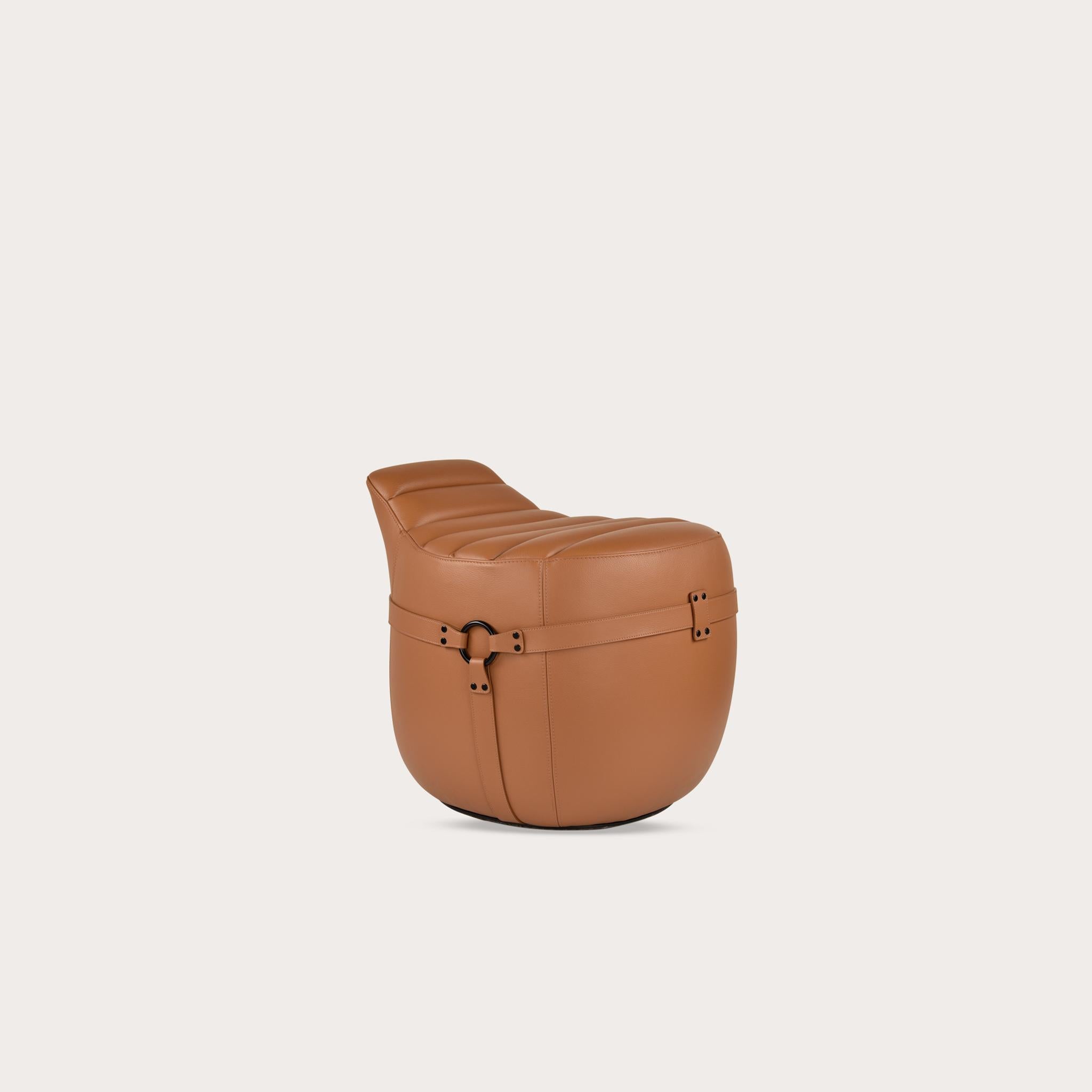 Mitaki Dori Stool by Yabu Pushelberg in Leather & Hardware For Sale 3