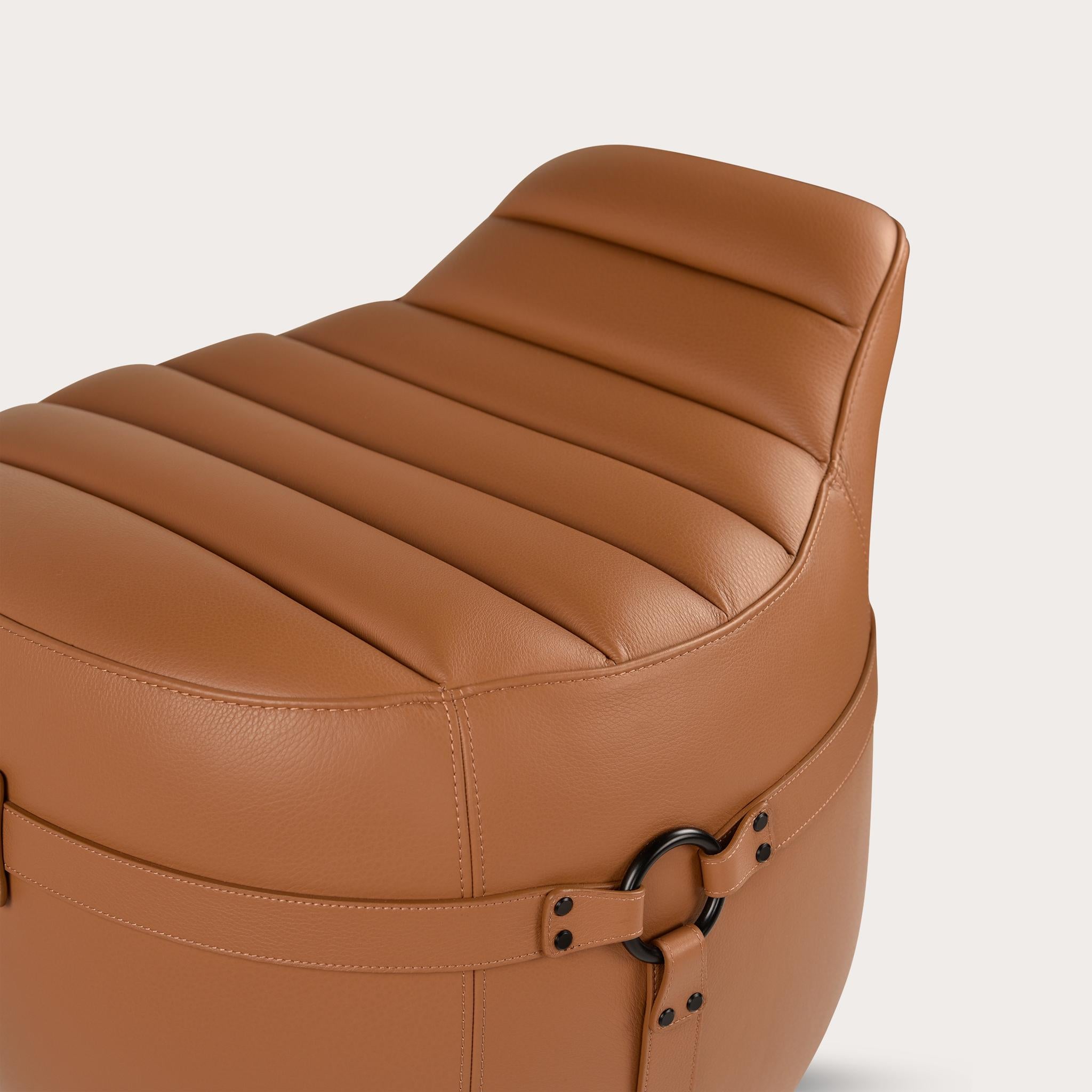 Mitaki Dori Stool by Yabu Pushelberg in Leather & Hardware For Sale 6