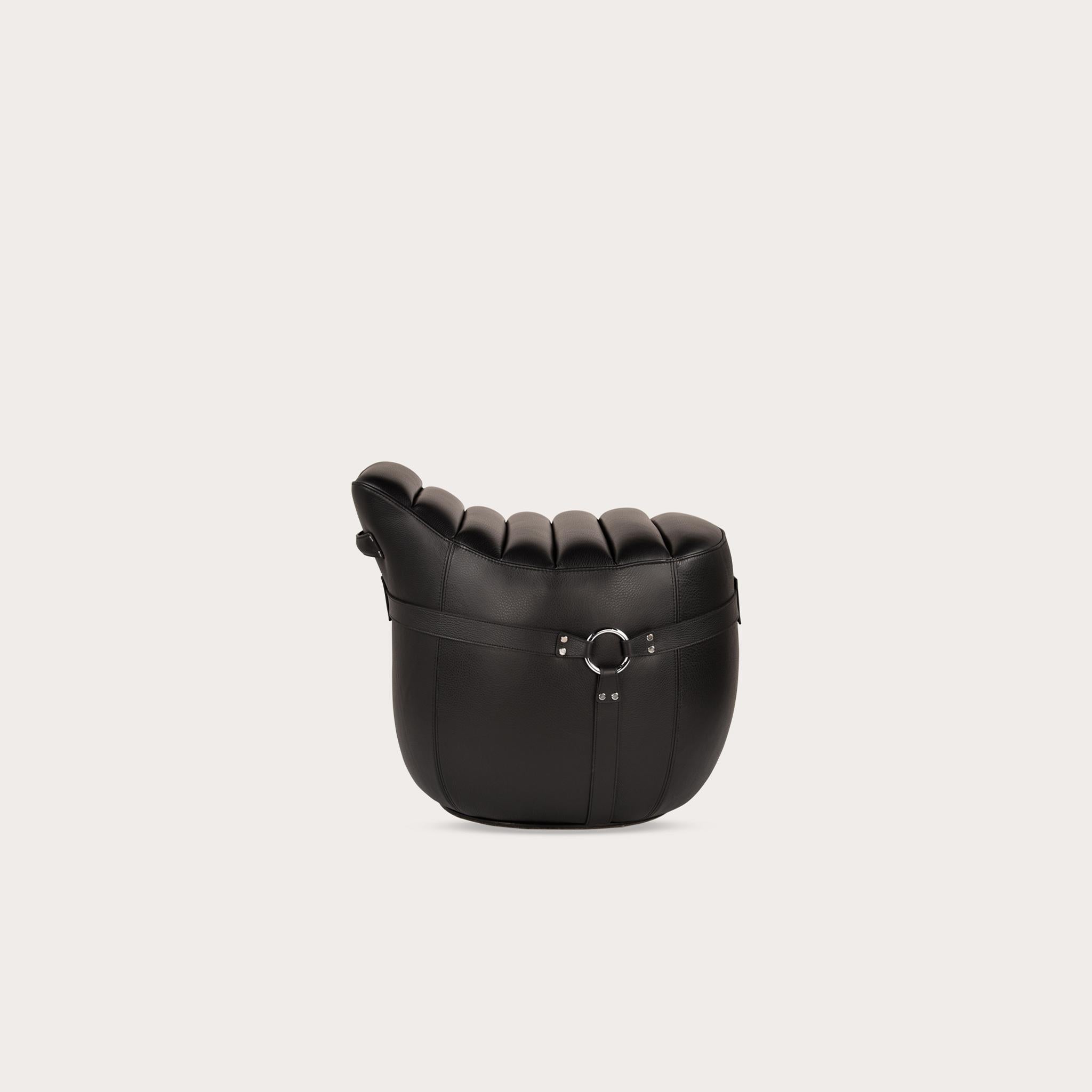 European Mitaki Dori Stool by Yabu Pushelberg in Leather & Hardware For Sale