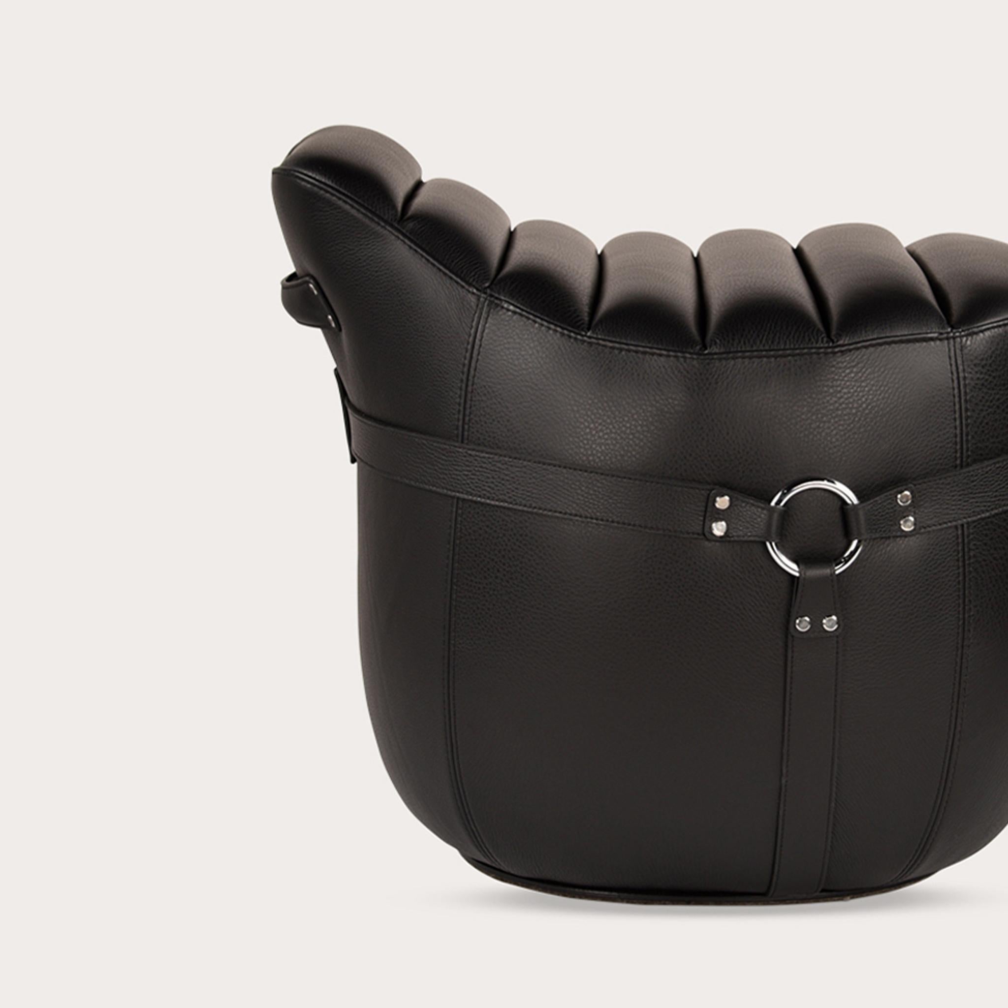 Contemporary Mitaki Dori Stool by Yabu Pushelberg in Leather & Hardware For Sale