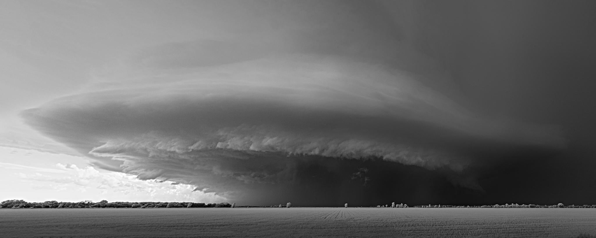 Mitch Dobrowner Black and White Photograph - Saucer Over Northern Plains, limited edition, signed, archival pigment ink