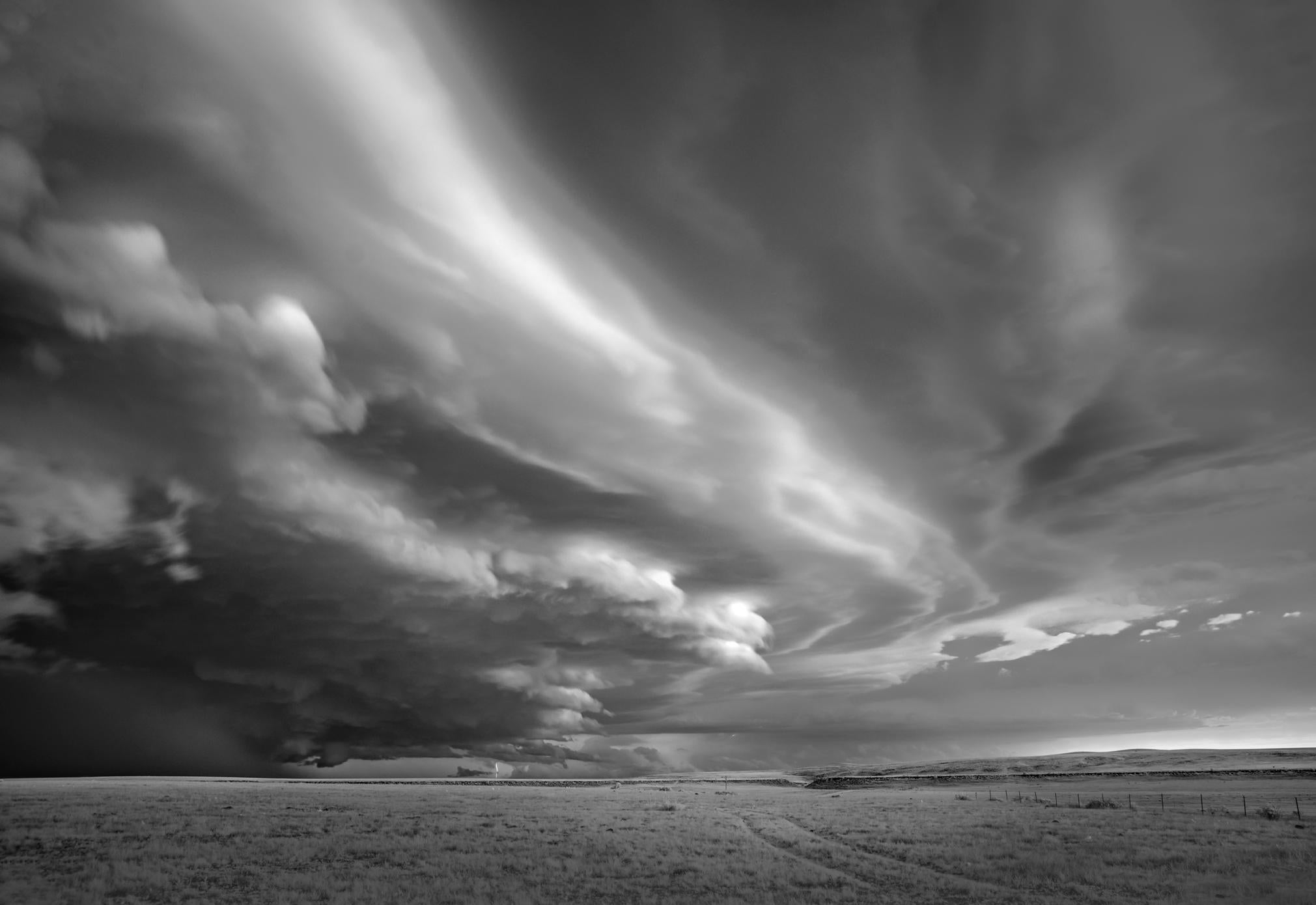 Mitch Dobrowner Landscape Photograph - Supercell Swirls and Lightning, limited edition photograph, signed and numbered 