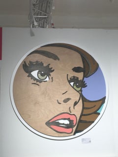 So Do I, Pop Art, Wood, Female, Figurative, Brunette, Green Eyes