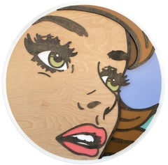 So Do I, Pop Art, Wood, Female, Figurative, Brunette, Green Eyes
