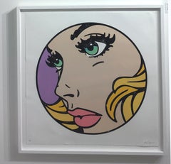 All That I Can Green, limited edition print, woodcut, Pop Art,  Blue eye, female