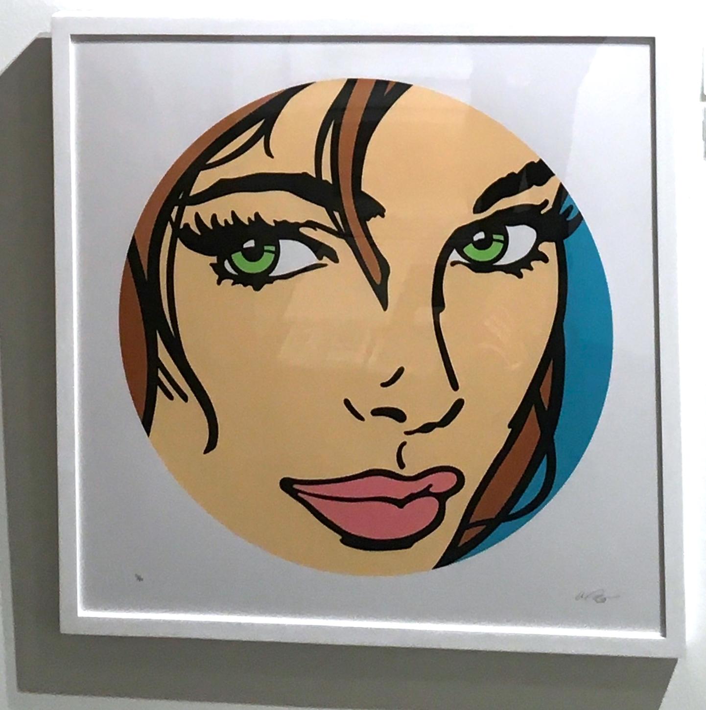 Don't Try So Hard, limited edition, silkscreen, Pop Art, Green Eyes, Framed - Print by Mitch McGee