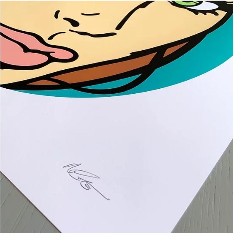 No te esfuerces tanto, edición limitada, serigrafía, Pop Art, Ojos verdes, sin enmarcar - Print Arte pop de Mitch McGee