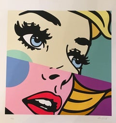 Fragments II, limited edition, silkscreen, Pop Art, Female, Blue eyes, Blonde