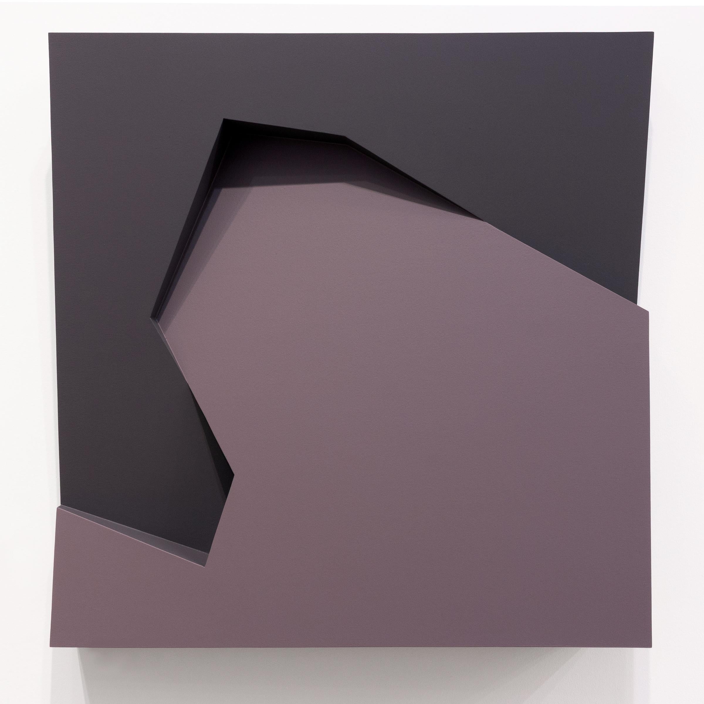 Mitchell Biggio Abstract Sculpture - "Ramps & Planes No. 31 (Plum)" - wall sculpture, 3-dimensional, geometric