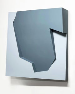 "Ramps & Planes No. 33 (Aqua)" - wall sculpture, 3-dimensional, geometric, blue