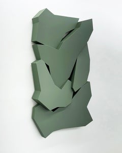 "Stack No. 1 (Verdigris)" - wall sculpture, 3-dimensional, geometric, green