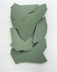 "Stack No. 1 (Verdigris)" - wall sculpture, 3-dimensional, geometric, green