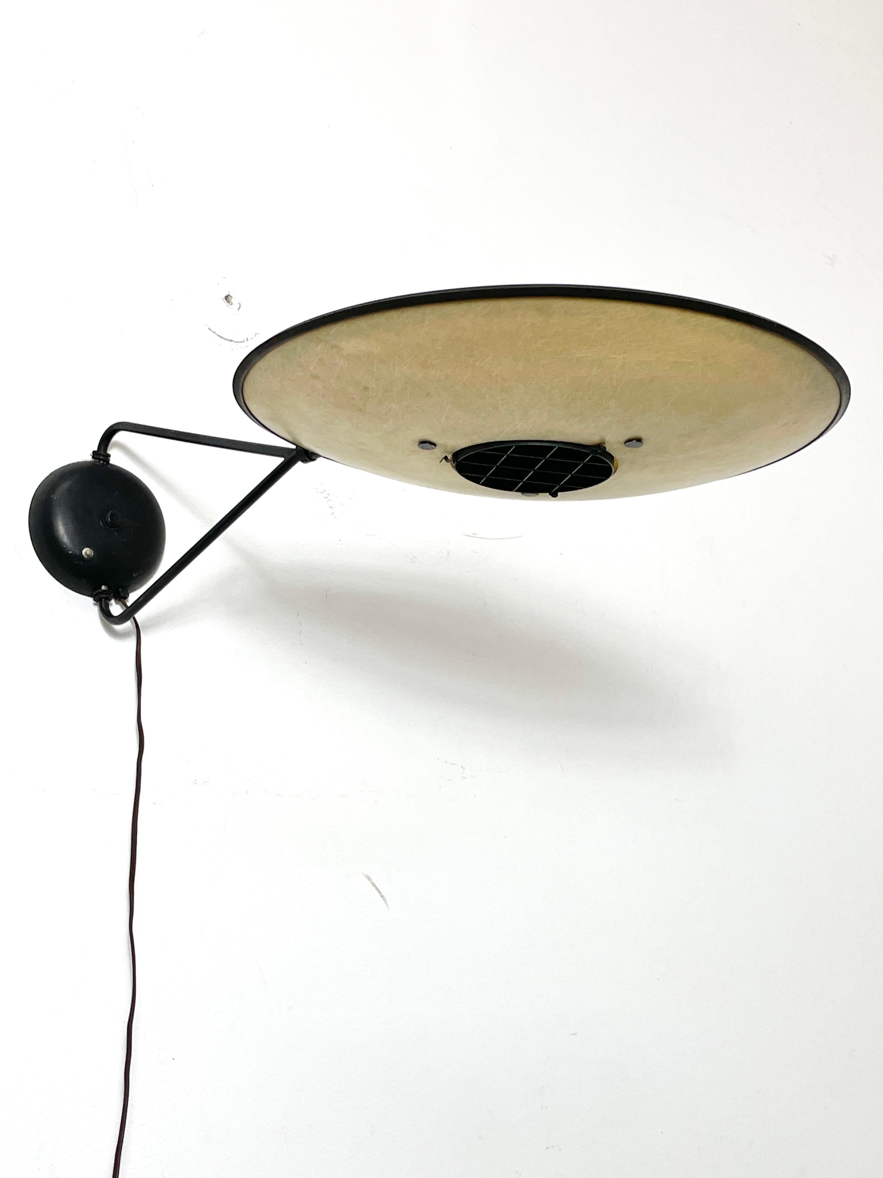 Mitchell Bobrick Controlight Wall Mount Articulating Saucer Sconce Lamp 1950s In Good Condition For Sale In Troy, MI