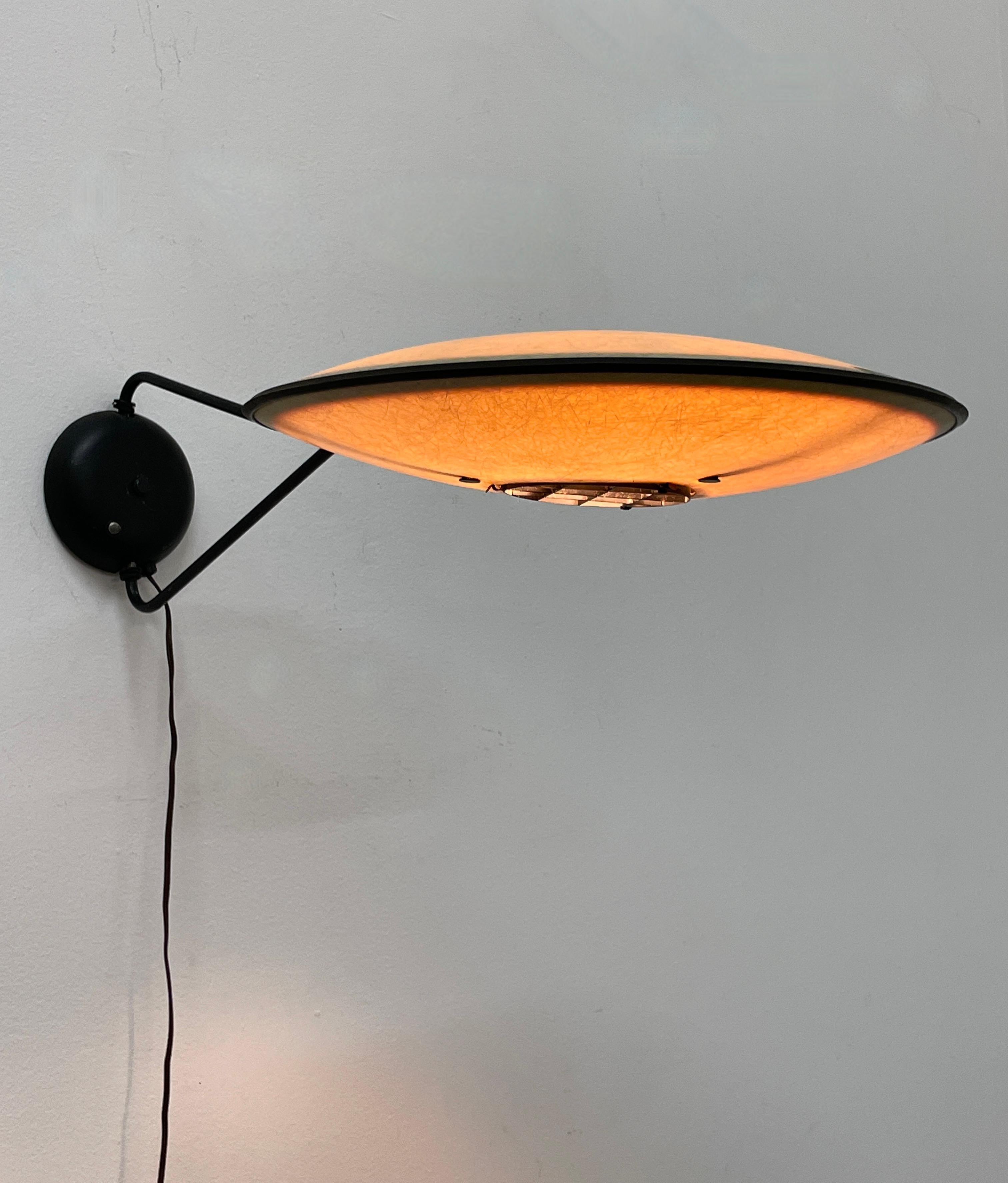 20th Century Mitchell Bobrick Controlight Wall Mount Articulating Saucer Sconce Lamp 1950s For Sale