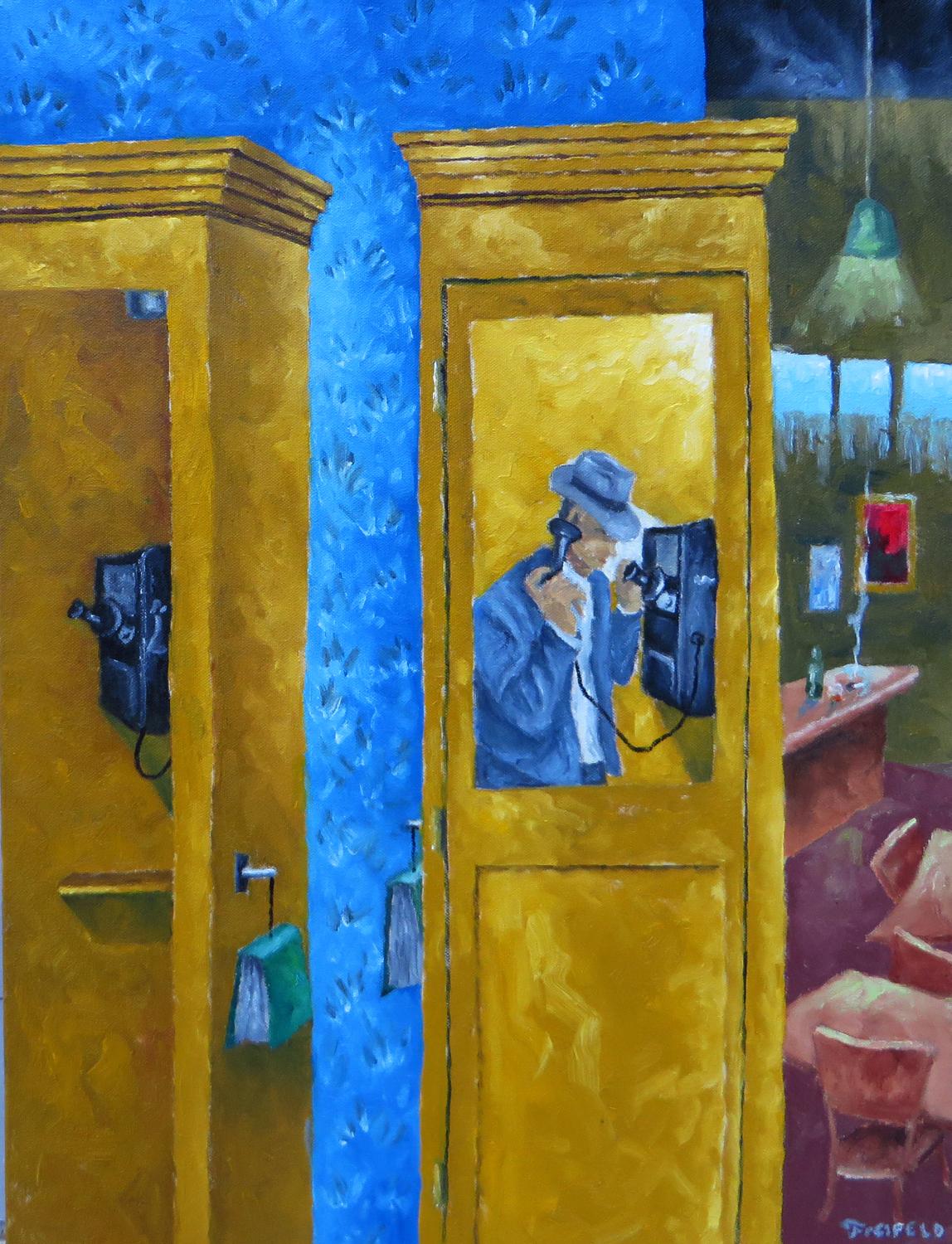 Mitchell Freifeld Interior Painting - Can a Phone Call Change Your Life?, Oil Painting