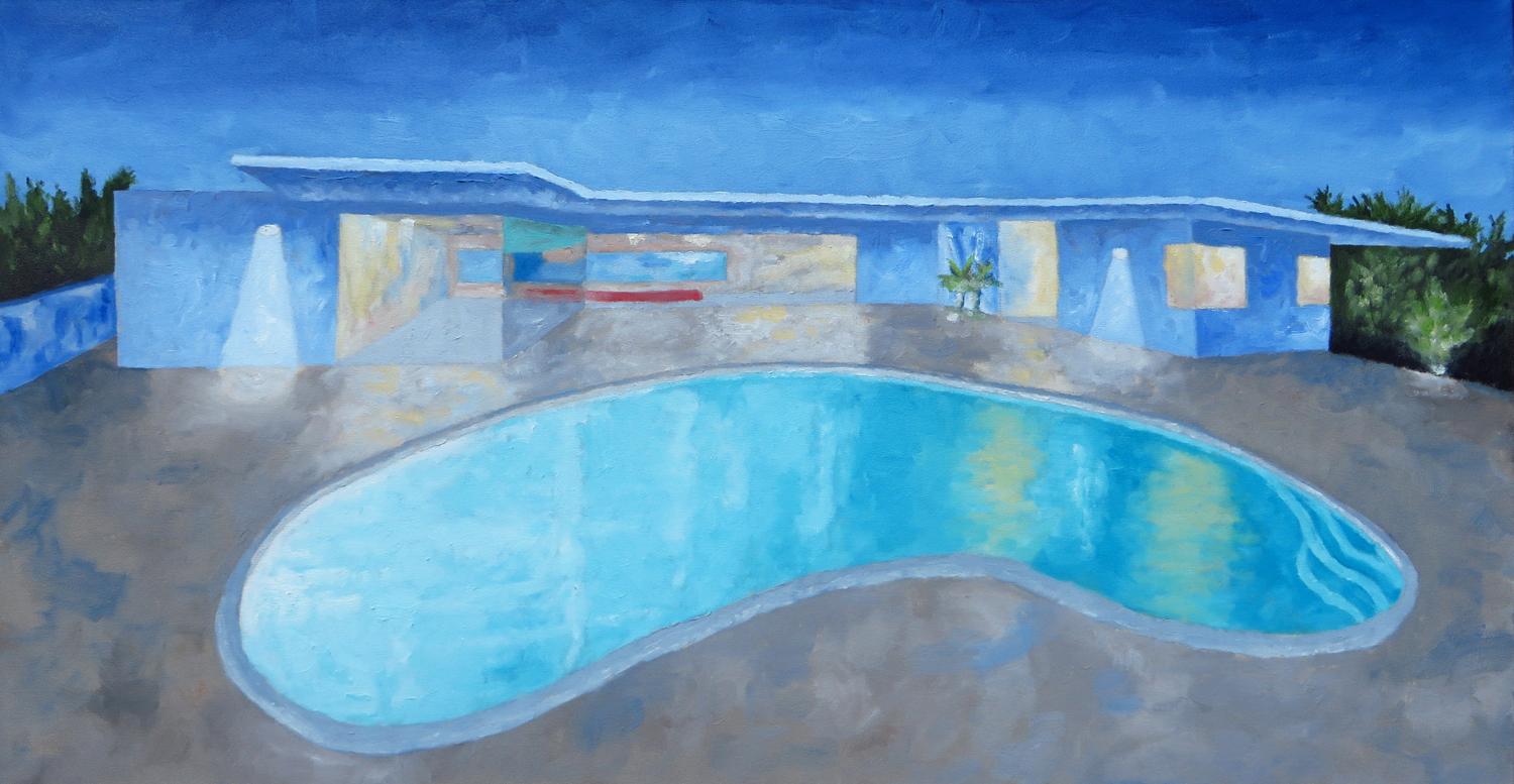 Mitchell Freifeld Interior Painting - Classic Pool, Oil Painting