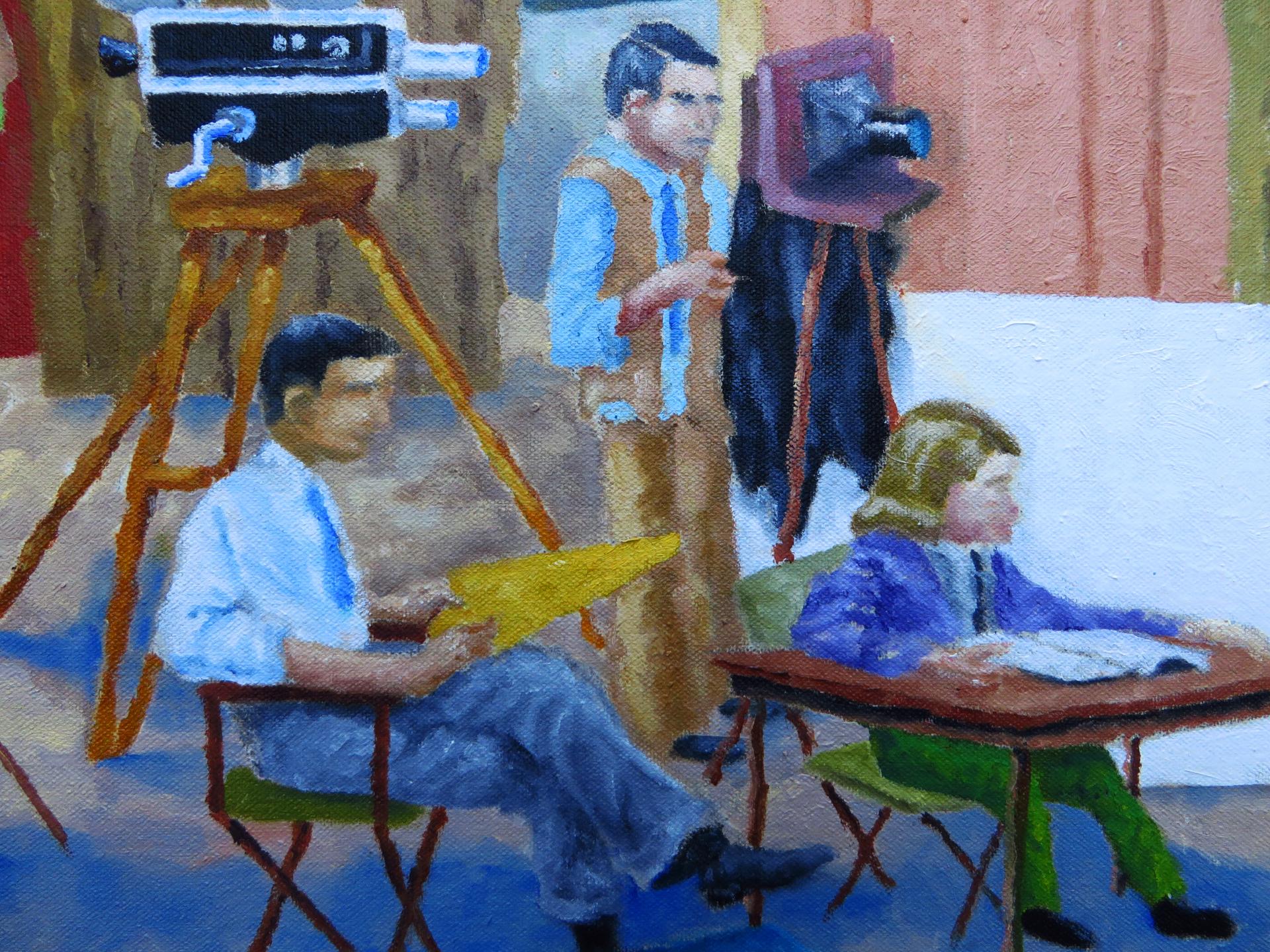 Dirigir la súplica, Pintura al óleo - Portrait Painting Gris de Mitchell Freifeld