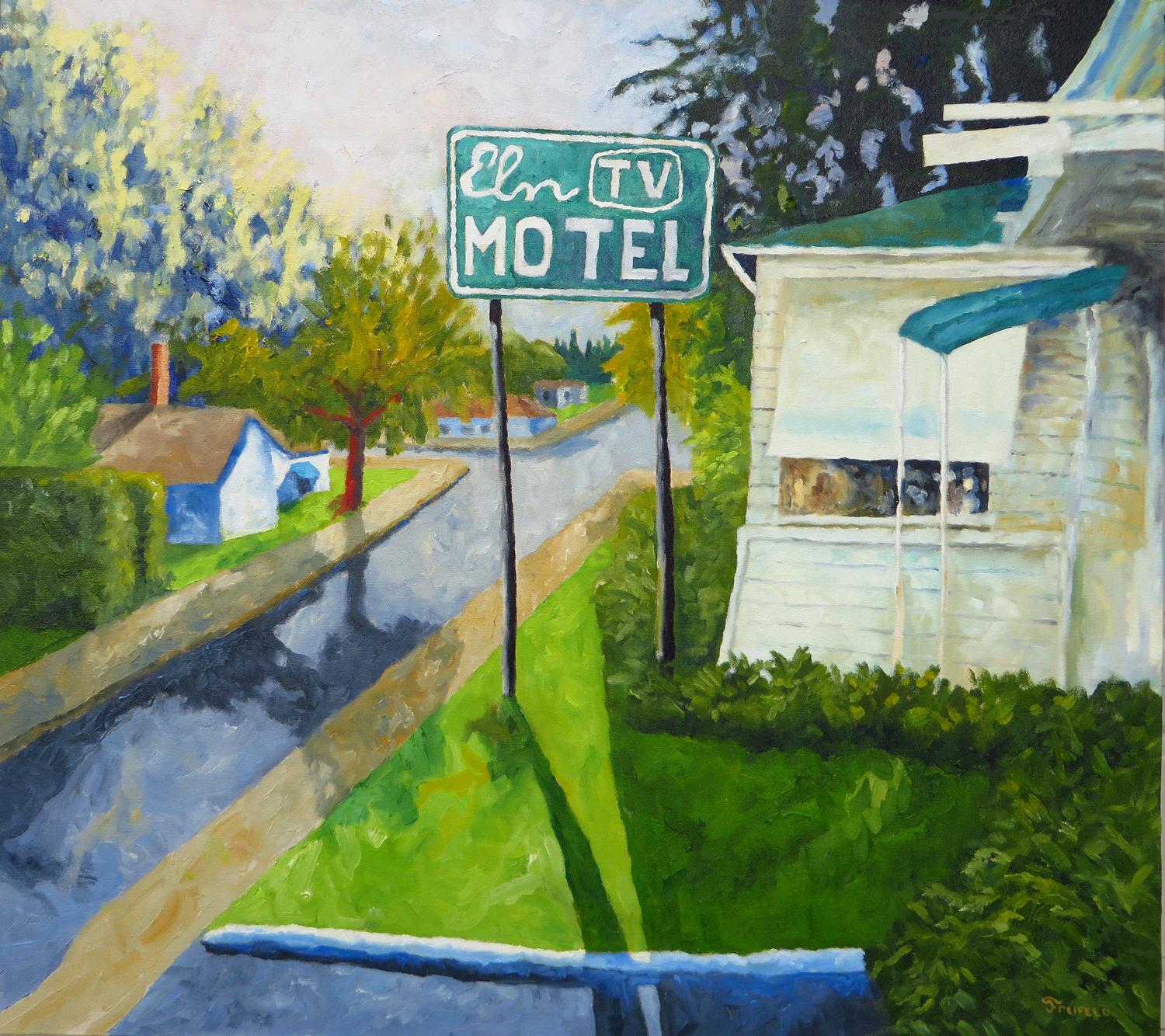 Mitchell Freifeld Interior Painting - Elm Motel, Oil Painting